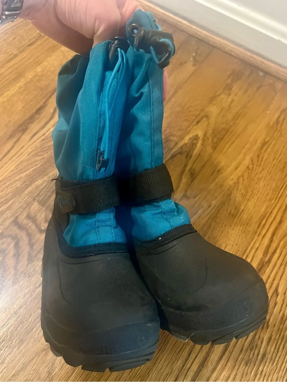 Kamik Teal and Black Kids Waterproof Snow Boots
